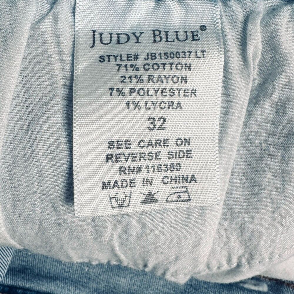 Judy Blue Light Blue Denim Jean Shorts with Frayed Hem - Picture 4 of 6